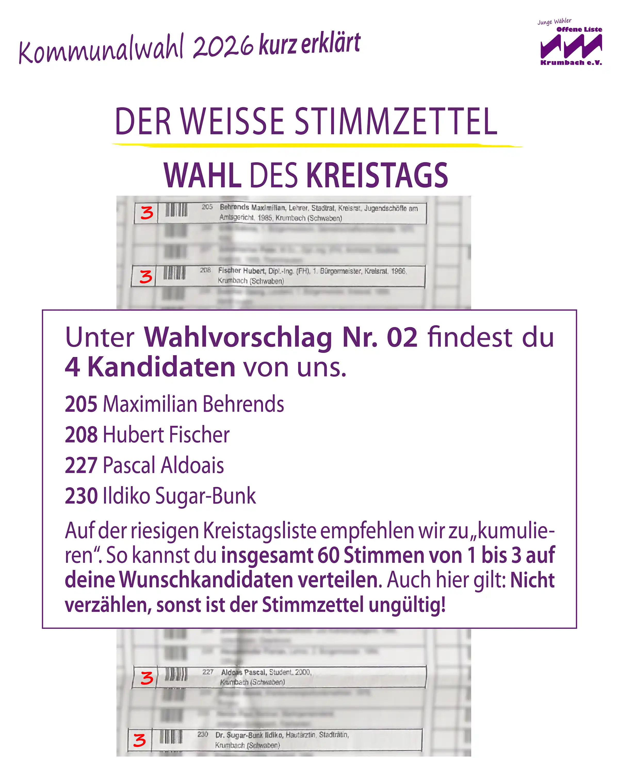 Kommunalwahl 2026 Krumbach: Stimmzettel ausfüllen leicht gemacht! Kreistagswahl