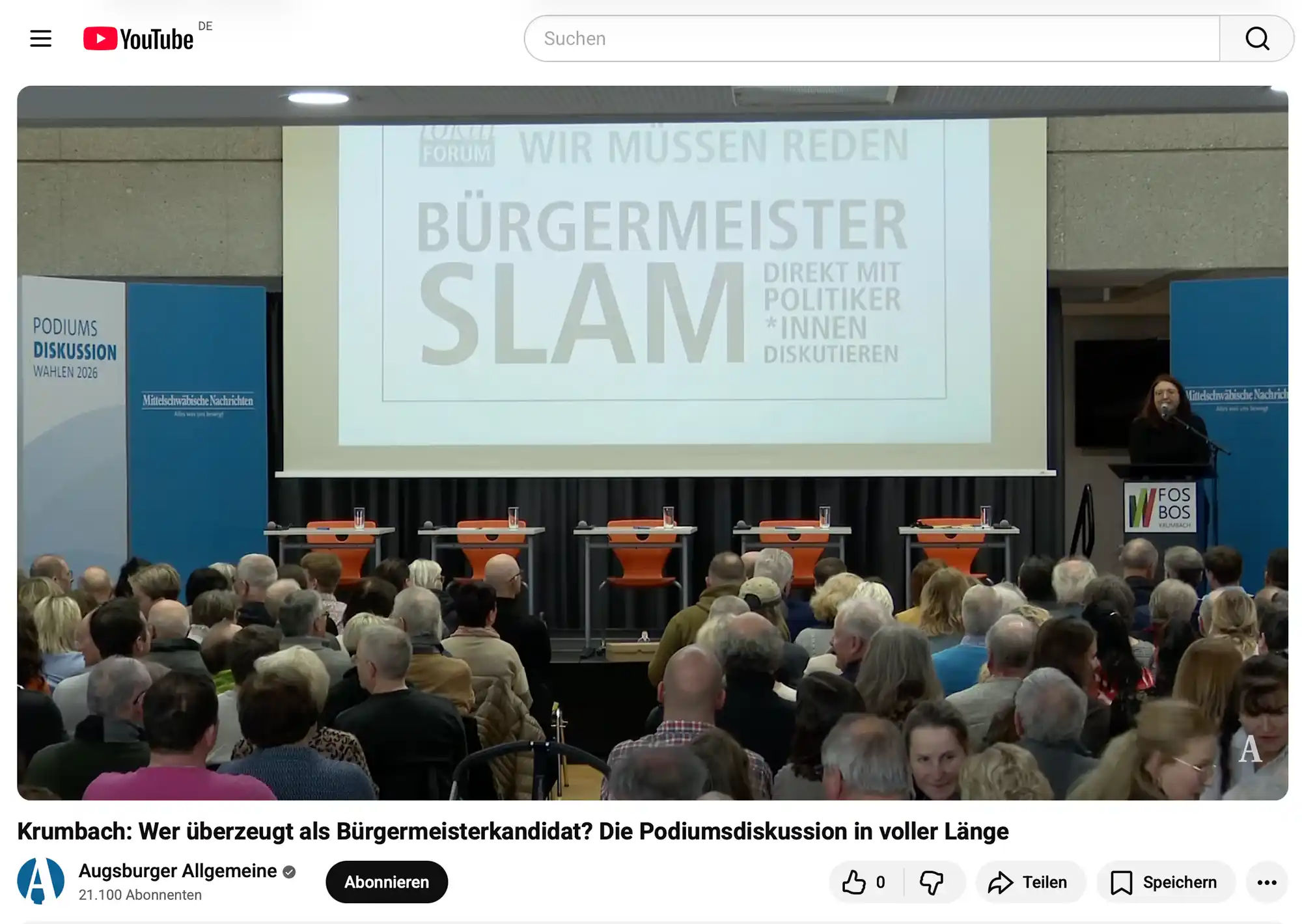 Kommunalwahl Krumbach: Bürgermeisterslam vom 01.02.2026  in der FOS BOS Krumbach