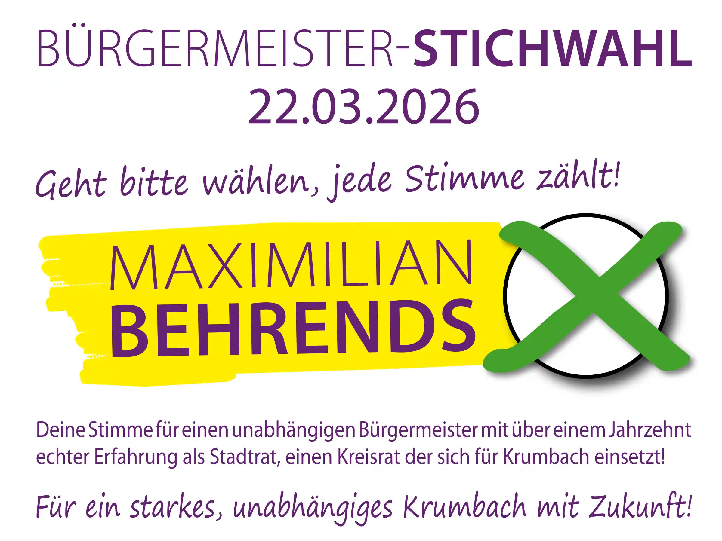 Kommunalwahl 08.03.2026 Krumbach: Bürgermeisterkandidat Maximilian Behrends und Kandidaten für den Stadtrat